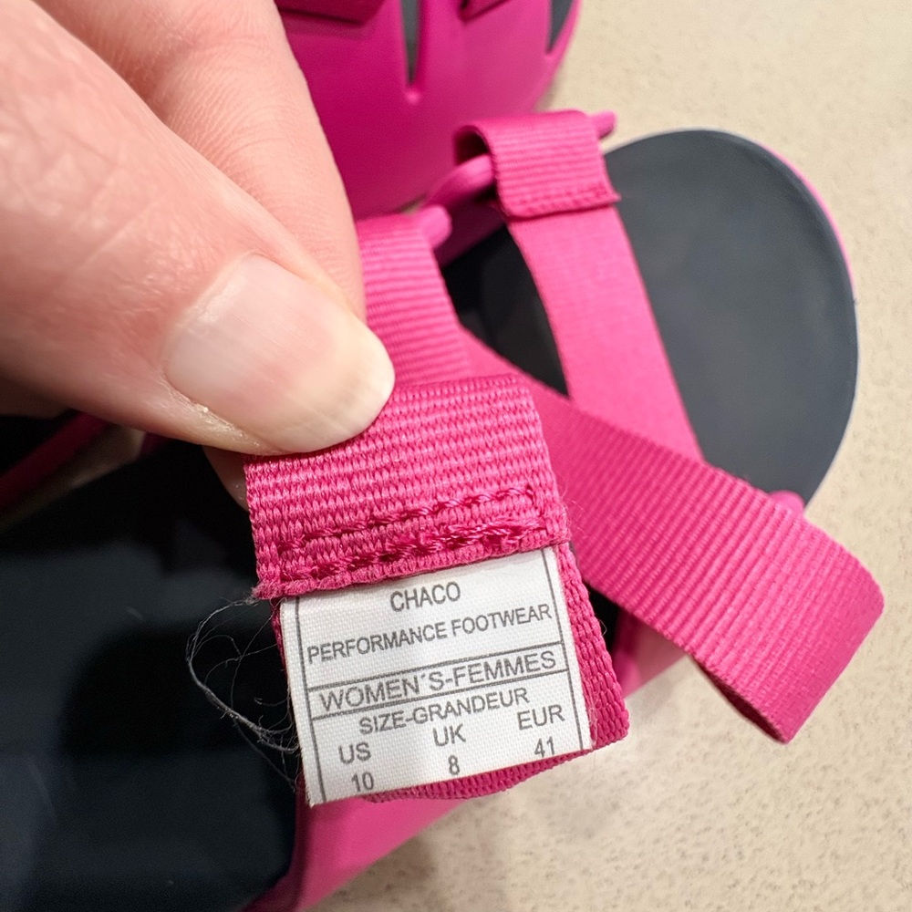 Chaco Pink and Black Slide Sandals - Picture 8 of 9